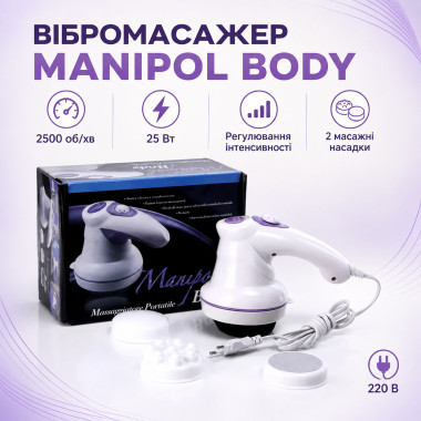 Антицеллюлитный массажер Manipol Body LY-785 для тела с насадками, белый (LY785-AV)