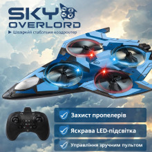 Радиоуправляемый квадродрон SKY OVERLORD с 4 пропеллерами и LED-подсветкой Радиоуправляемый квадродрон SKY OVERLORD с 4 пропеллерами и LED-подсветкой
