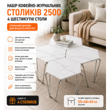 Набор кофейно-журнальных столиков 2500, 4 шт, серый мрамор (Tab2500-AV) Набор кофейно-журнальных столиков 2500, 4 шт, серый мрамор (Tab2500-AV)