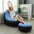 Надувной диван с пуфом Air Sofa и насосом, голубой (6816-AV)