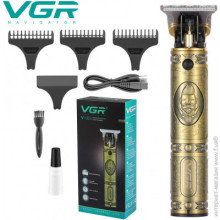 Аккумуляторная машинка-триммер от USB  для стрижки волос, бороды, усов VGR V-085pro золотого цвета (V-085-AV)