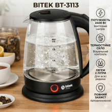 Стеклянный электрочайник BITEK BT-3113 2 л, 2400 Вт  (BT3113-AV)