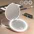 Косметическое зеркало с LED-подсветкой от USB, розовое (X191-AV)
