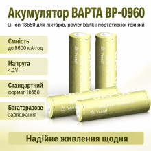 Аккумулятор BAPTA BP-0960 18650 9600 мАч для LED устройств и портативной электроники