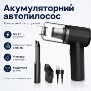 Автомобильный портативный беспроводной аккумуляторный пылесос 2 in1 Vacuum cleaner ЧЕРНЫЙ LY-597