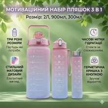 Бутылка для воды 3 в 1 Bottle AND264 Розово-голубая Комплект из 3 спортивных бутылок для воды