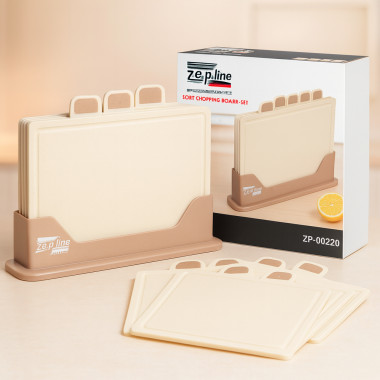 Кухонный набор досок Zepline ZP-00220 Brown Style — 5 предметов с удобной подставкой (BROW220-AV)