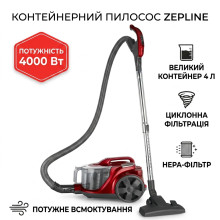 Пылесос без мешка Zepline ZP-6804 контейнерный 4000 Вт на 4 л с фильтром HEPA и регулятором мощности Пылесос без мешка Zepline ZP-6804 контейнерный 4000 Вт на 4 л с фильтром HEPA и регулятором мощности