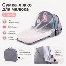 Сумка-колыбель для новорождённых 3 в 1 Rudik с матрасом, москитной сеткой и игрушками, серая (RUD7318-AV) Сумка-колыбель для новорождённых 3 в 1 Rudik с матрасом, москитной сеткой и игрушками, серая (RUD7318-AV)