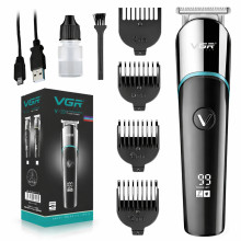 Аккумуляторная машинка для стрижки VGR V-291 с дисплеем и 4 насадками / Триммер для бороды