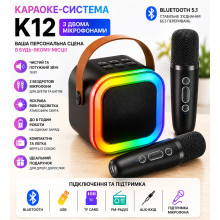 Караоке-система K12 с двумя микрофонами, Bluetooth, черная (BLK12-AV) Караоке-система K12 с двумя микрофонами, Bluetooth, черная (BLK12-AV)