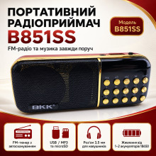 Портативный радиоприемник B851SS с FM-тюнером, LED дисплеем, microSD, USB и разъемом для наушников
