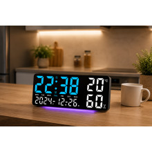 Часы настенные GH9002 / Цифровые настенные, настольные LED-часы / Часы + календарь, температура, влажность