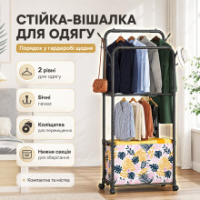 Напольная стойка-вешалка для одежды на колесиках 69×58,5×38,5 см, черная (A56036-AV)