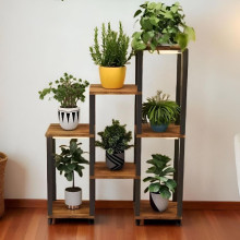 Стойка-полка для цветов из дерева и металла, многоярусная (CVT-8)