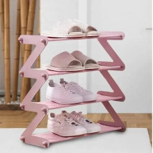Полка стойка органайзер для обуви на 4 полки Shoe Rack Amazin розовая (AMAZ8802-AV)