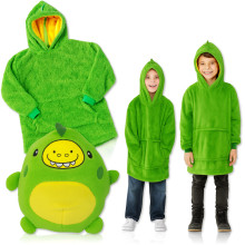Детский плед-толстовка Huggle Hoodie «Лесное приключение» (зелёный) — уютный плед-худи 3 в 1 для игр и отдыха
