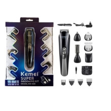 Профессиональный мультитриммер Kemei KM 600pro 11 в 1 + подставка с мощностью 5W для носа, ушей, бороды, волос (48019-AV)
