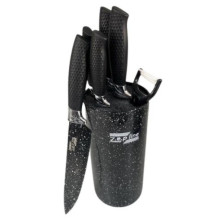 Набор ножей Zepline ZP-046Pro профессиональный с подставкой на 7 предметов черного цвета (BLACK046-AV) Набор ножей Zepline ZP-046Pro профессиональный с подставкой на 7 предметов черного цвета (BLACK046-AV)