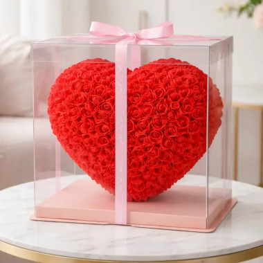 Сердце из роз в подарочной коробке KR-20 28×25×13 см, романтический подарок Love Box (KR20-AV)