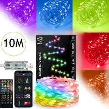 Программируемая новогодняя LED-гирлянда «Роса» SFK-04, Bluetooth, USB, 10 м, 100 LED — с пультом и управлением со смартфона (SFK04-AV)