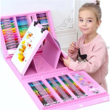 Набор для рисования и детского творчества UKC большой 208 предметов + чемодан Розовый (43305)