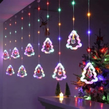Гирлянда-штора "Фигурки в ёлке", 3 м, 10 LED, теплый белый, с пультом управления (SF678-AV)