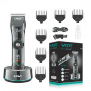 Профессиональная машинка для стрижки волос, бороды и усов VGR V-256i LED дисплей Беспроводная Черный