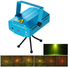 Лазерный мини-проектор стробоскоп Mini Laser Stage Lighting уличный стробоскоп светомузыка с микрофоном Синий (VK-3428)