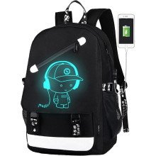 Водонепроницаемый рюкзак Music с USB, светящийся в темноте 46×30×15 см, черный (HM22334-AV)