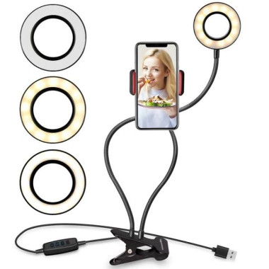 Держатель для телефона на прищепке с подсветкой Professional Live Stream USB (9239388-AV)