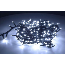 Гирлянда новогодняя 16 м 300LED Arts Pine коническая лампа с черным проводом 8 режимов Белый (VK-7461)