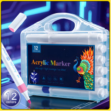 Набор акриловых маркеров 12 цветов Acrylic Marker MAP-01 с шарообразным наконечником в кейсе (MAP01-AV) Набор акриловых маркеров 12 цветов Acrylic Marker MAP-01 с шарообразным наконечником в кейсе (MAP01-AV)