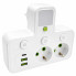 Мережевой адаптер-розетка с ночником J23, 2 розетки + USB + Type-C, белый (596362870-AV)