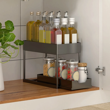 Многофункциональный кухонный органайзер с выдвижным ящиком для хранения универсальный двухуровневый(ORGSW210-AV)