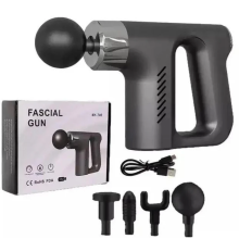 Массажер пистолет Fascial Gun KH-740 Чёрный с насадками мышечный портативный ручной для спины и тела (KH740-AV)