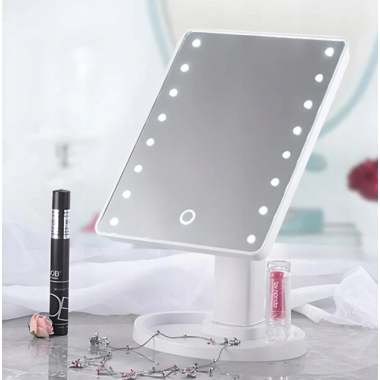 Настольное Зеркало с подсветкой Large 16LED Mirror для макияжа Белый (MIR366-AV)