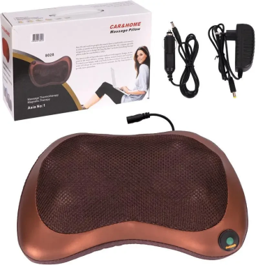 Роликовая массажная подушка для спины и шеи Massage pillow | массажная подушка | массажер с подогревом (NN2473-AV)