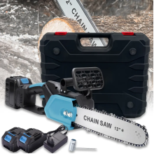 Цепная пила с шиной 12 дюймов и 2 аккумуляторами 48В в кейсе Electric Saw Blue (ELSAW48-AV)