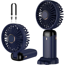 Портативный вентилятор Mini fan XL-880 диаметр 9 см с подставкой для телефона и дисплеем синий (XL880-AV)