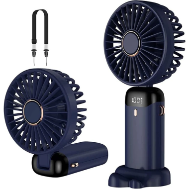 Портативный вентилятор Mini fan XL-880 диаметр 9 см с подставкой для телефона и дисплеем синий (XL880-AV)