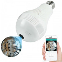 Камера видео наблюдения Панорамная IP лампочка (Рыбий глаз) SMART+DVR WI-FI H302 \ CAD-B13 White (IM 46433)