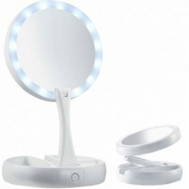 Настольное зеркало с LED подсветкой FOLD AWAY белый (45371)
