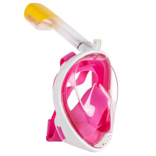 Полнолицевая панорамная маска для плаванья снорклинга FREE BREATH ORIGINAL (S/M) с креплением для экшн камеры Розовая