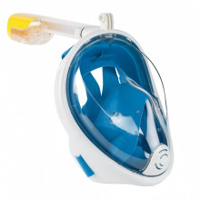 Полнолицевая панорамная маска для плаванья снорклинга FREE BREATH ORIGINAL (L/XL) с креплением для экшн камеры Синяя