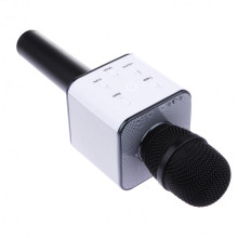 Детский беспроводной аккумуляторный караоке микрофон Wster с колонкой Bluetooth в чехле Чёрный (Q7)
