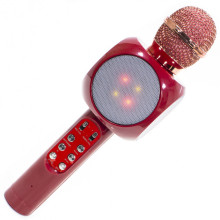 Детский беспроводной аккумуляторный караоке микрофон Wster с колонкой Bluetooth со светодиодной подсветкой Красный (WS-1816)