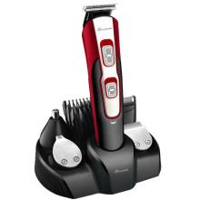 Стайлер триммер аккумуляторный 10 в 1 машинка для стрижки волос бритва бритья ORIGINAL GEMEI GM-592 PRO Красно-черный