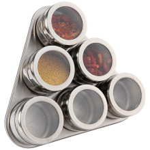 Набор баночек для специй на магнитной подставке 6 шт для приправ на кухню или для кофейни