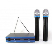 Радиосистема DM комплект караоке на 2 беспроводных микрофона Чёрно-синяя (EW-100)